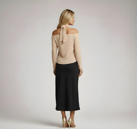 Clara | Off-shoulder long-sleeve women’s blouse with bow