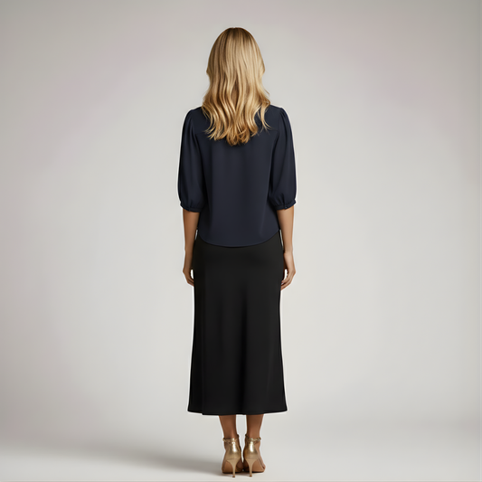 Sofia | Satin women’s blouse with bow and half sleeves